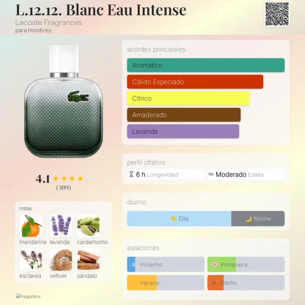 Lacoste Eau de Lacoste L.12.12. White Intense notas Lacoste Eau de Lacoste L.12.12. White Intense